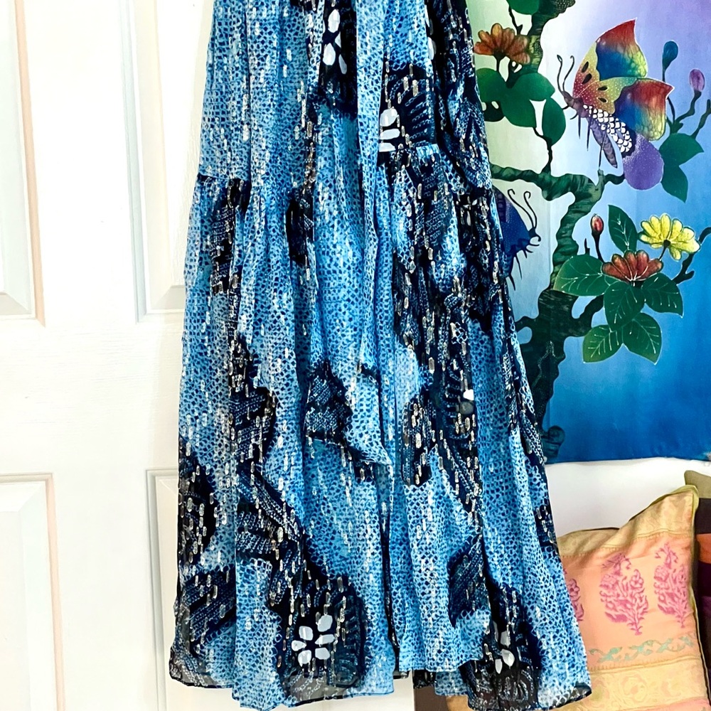 🌺🎉HP🎉🌺 NWT Ulla Johnson Adora Silk Chiffon Midi Dress Sky - Picture 11 of 17